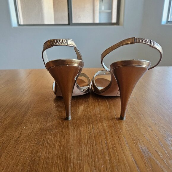Vintage Oscar de la Renta Gold Strappy Heels – Size 40 - Picture 4 of 4